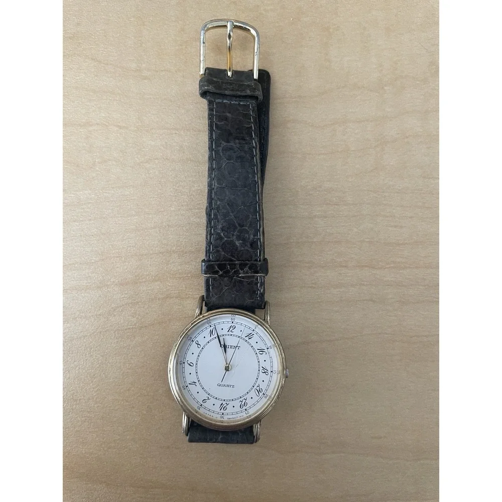 Rare Orient Watch Men's Dress 584501-70 CS White Dial Quartz Battery NOT WORKING - Picture 2 of 11